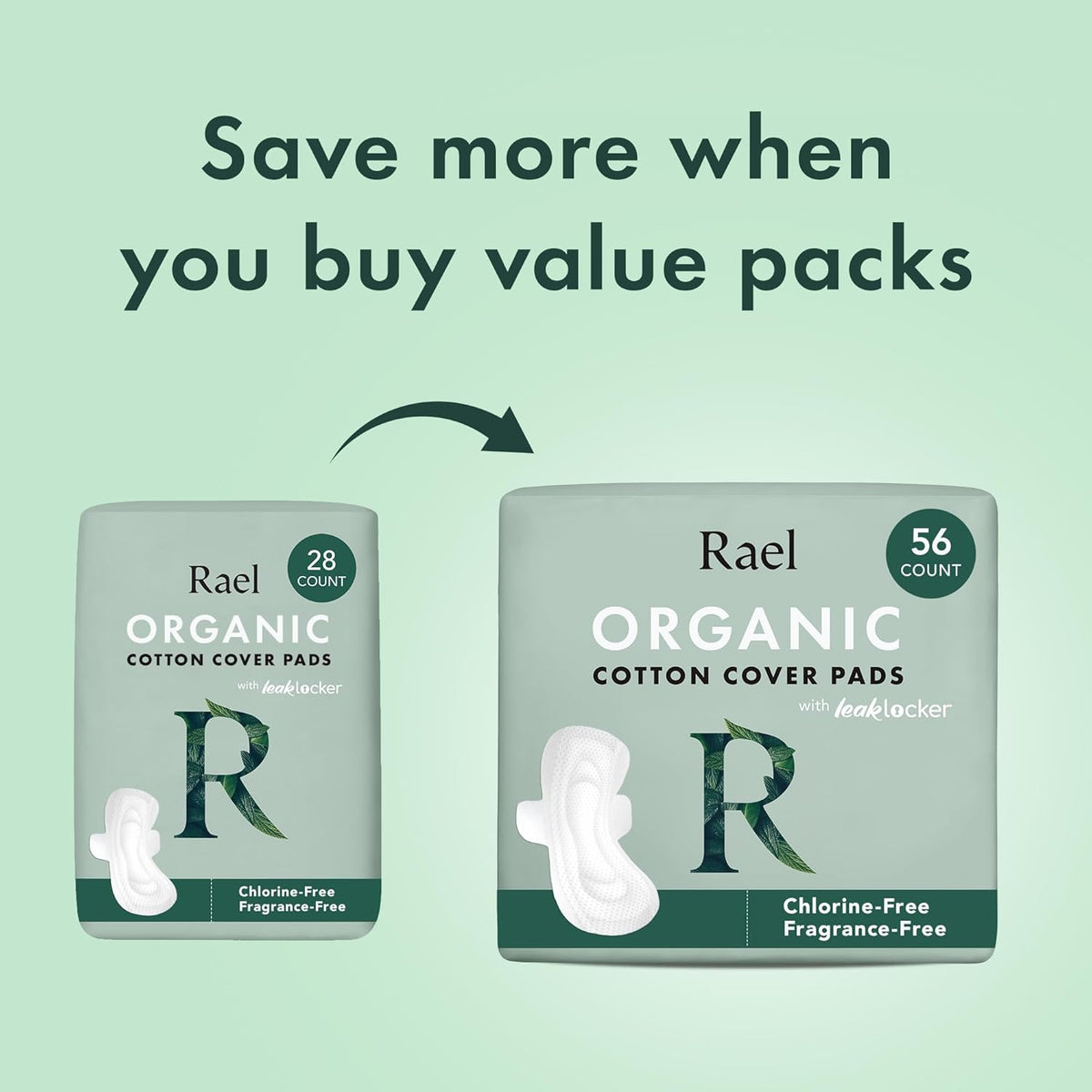 Rael Pads for Women, Organic Cotton Cover - Period Pads with Wings, Feminine Care, Sanitary