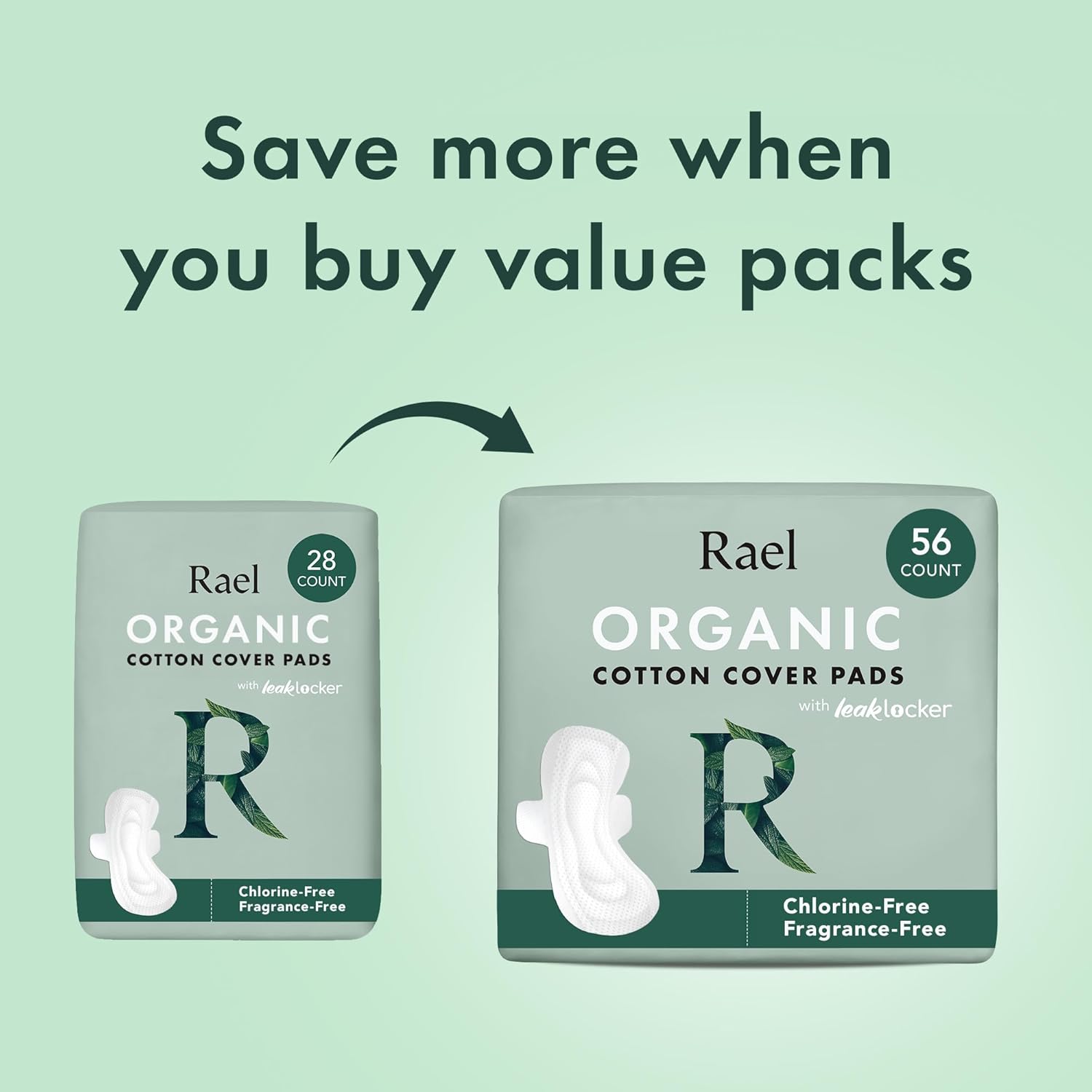 Rael Pads for Women, Organic Cotton Cover - Period Pads with Wings, Feminine Care, Sanitary