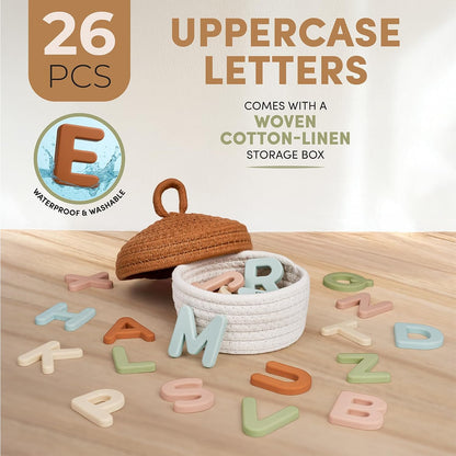 JoyCat Silicone Alphabet Magnetic Letters, 26 Uppercase ABC Fridge Magnets for Toddlers & Kids