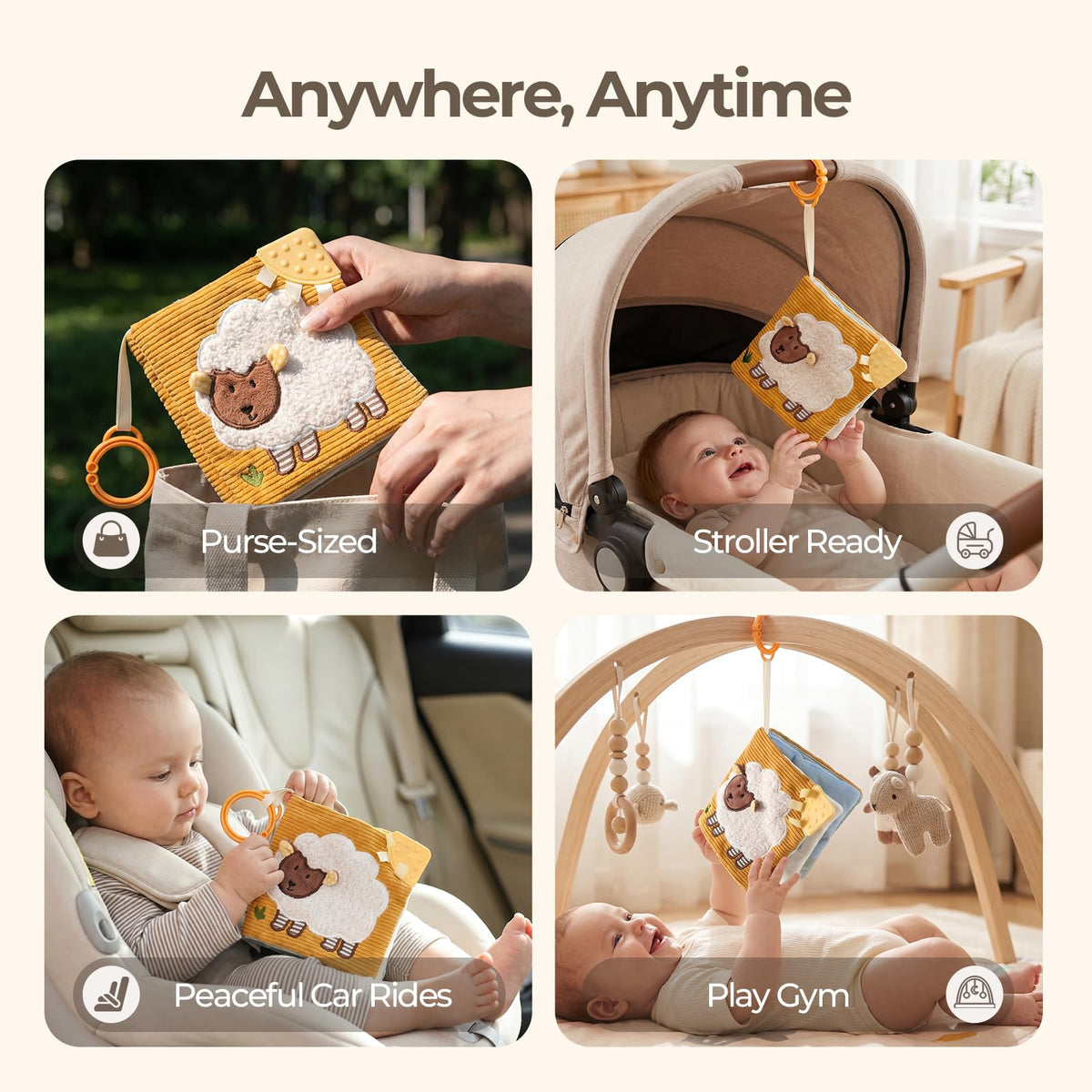 let's make Montessori Baby Books Toys, Touch Feel Cloth Crinkle Books for Babies, Sensory Book for