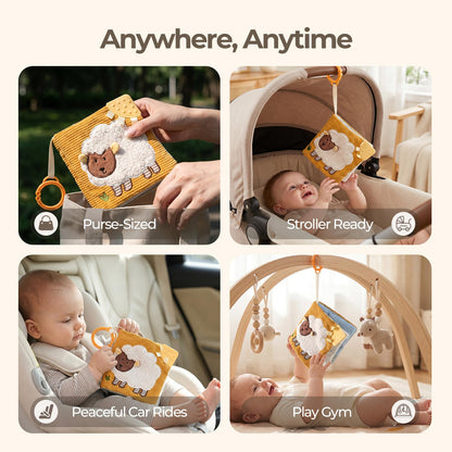let's make Montessori Baby Books Toys, Touch Feel Cloth Crinkle Books for Babies, Sensory Book for
