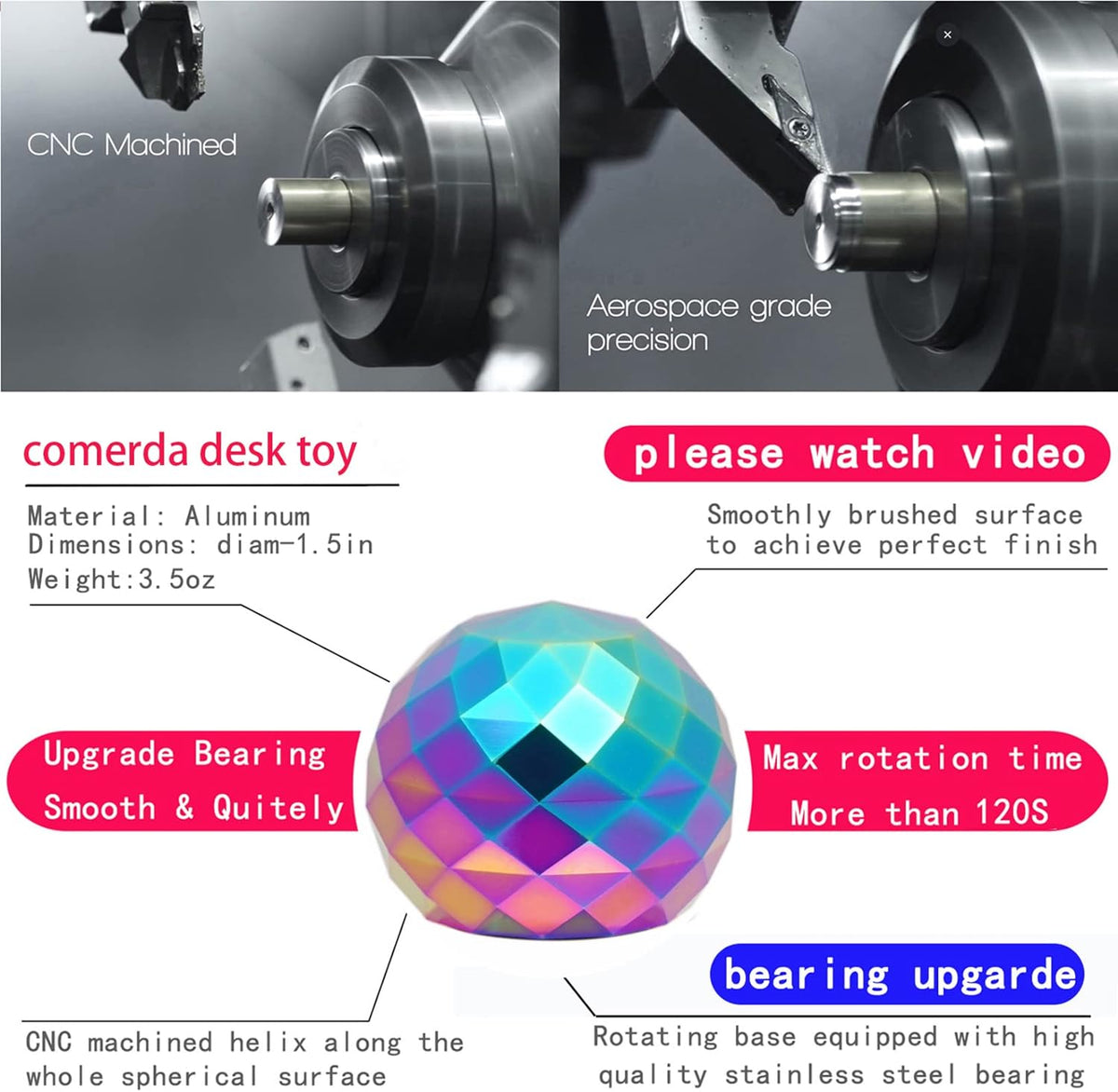 Desk-Fidget-Toys for Kinetic-Toy: Cool-Gadgets Cool-Stuff for Adults Kids Teens, Spinning Up to 180