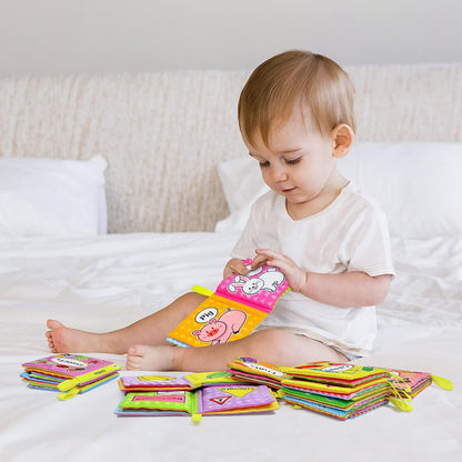 OKOOKO 12PCS Soft Baby Books, Soft Cloth Books, Bath Toys, Crinkle Washable Non-Toxic Early