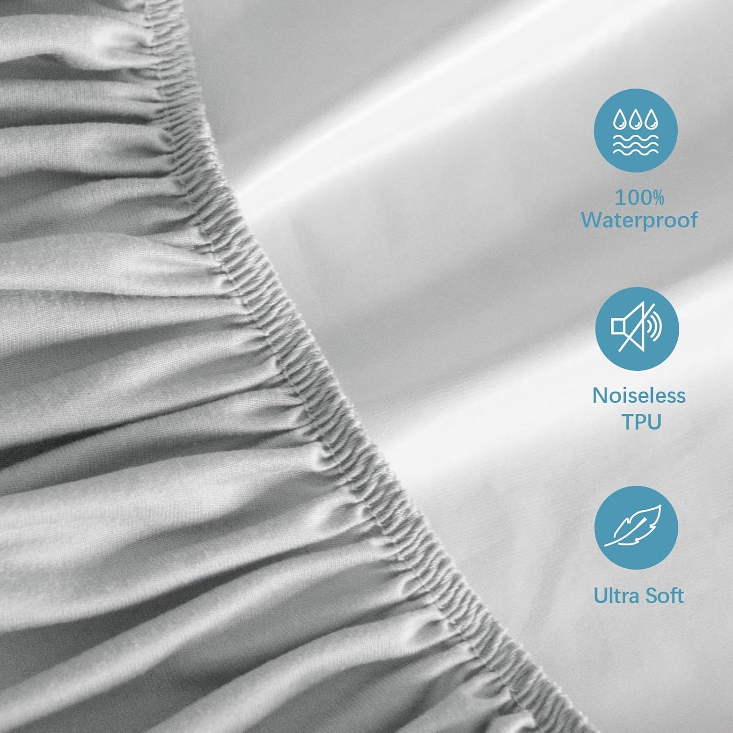 Queen Mattress Protector Waterproof, Noiseless & Soft Coverage Queen Size Mattress Cover Fitted