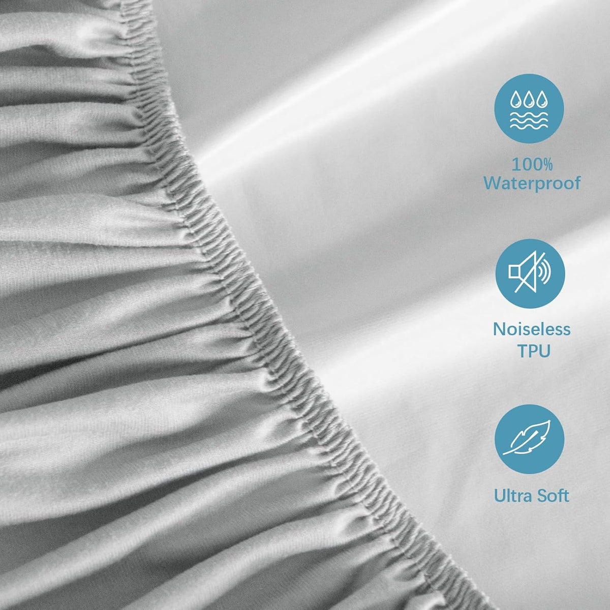 Queen Mattress Protector Waterproof, Noiseless & Soft Coverage Queen Size Mattress Cover Fitted