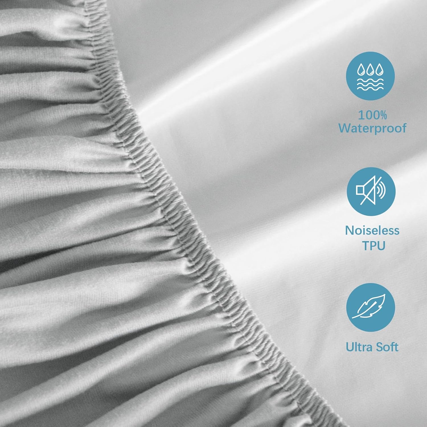 King Mattress Protector Waterproof, Noiseless & Soft Coverage King Size Mattress Cover Fitted