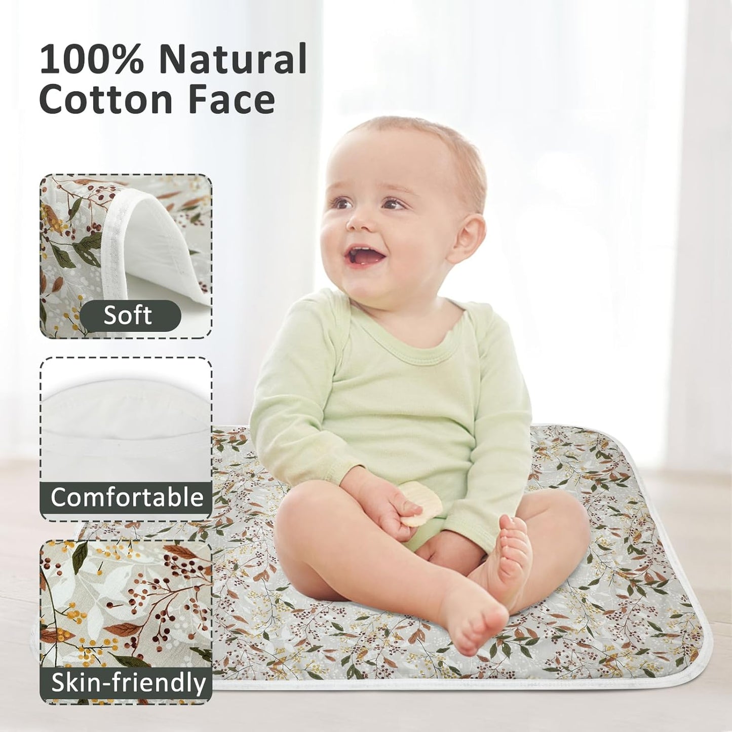 Baby Diaper Changing Pad, 21 5/8" x 31.5" Waterproof Changing Pad Liners - Reusable Soft and
