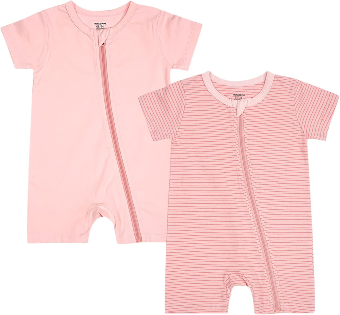 Teach Leanbh Baby Boys or Girls 2 Pack Pajamas Cotton Short Sleeve Zipper Romper Jumpsuits Sleep