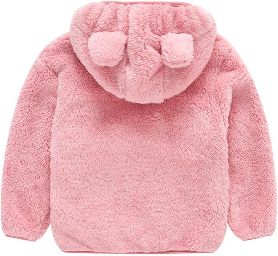 AIWUHE Toddler Boys Girls Hooded Jacket Fleece Hoodie Winter Warm Solid Color Teddy Coat Zip-up