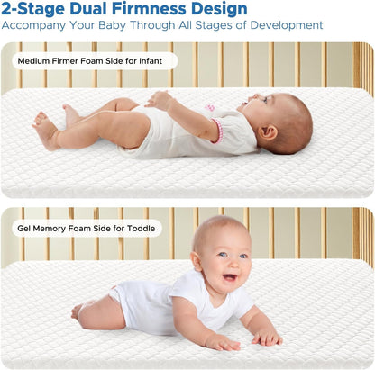 Crib Mattress, Dual-Sided Breathable Baby and Toddler Memory Foam Mattress with Removable and