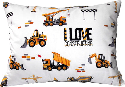 Toddler Pillowcase 13 x 18 Cotton - Toddler Pillow Cases for Travel, Truck Tractor Pillows for Boys