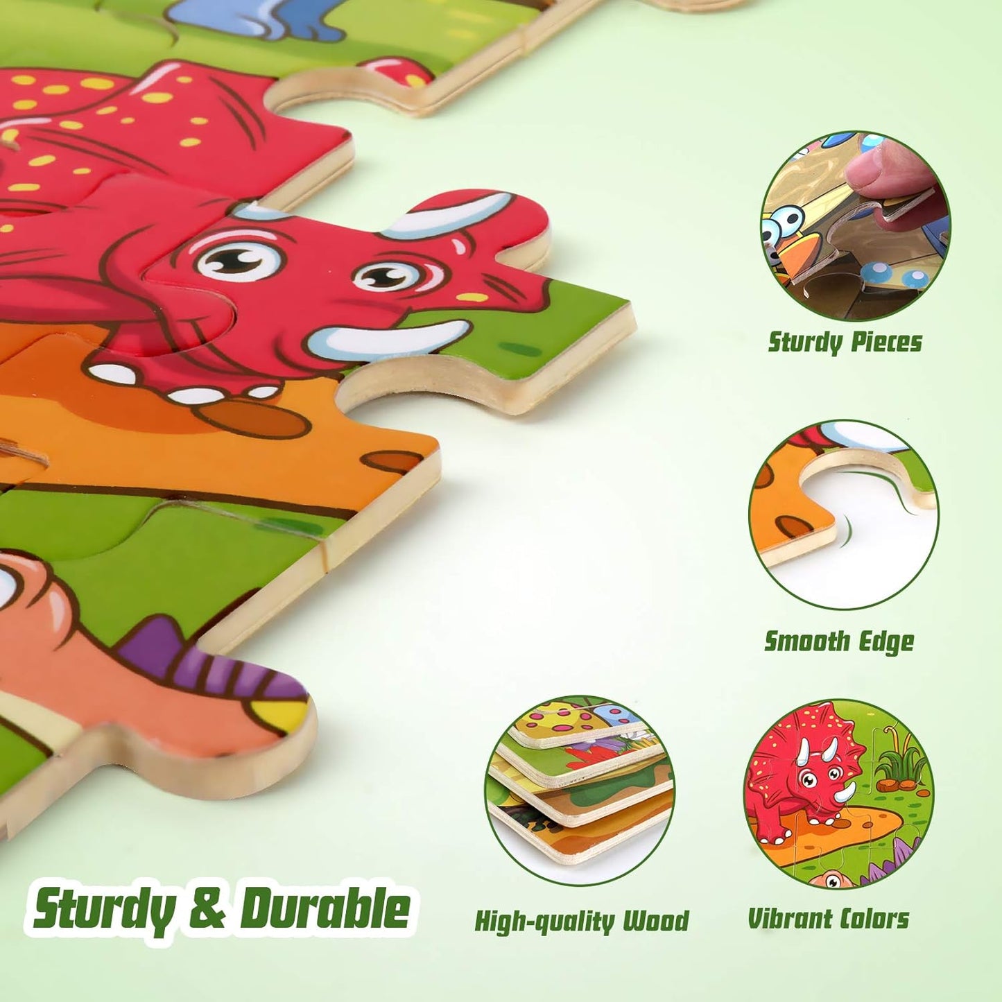 SYNARRY Wooden Jigsaw Puzzles for Kids Age 3-5 Year Old, 4 Pack 24-40 Pieces Preschool Educational