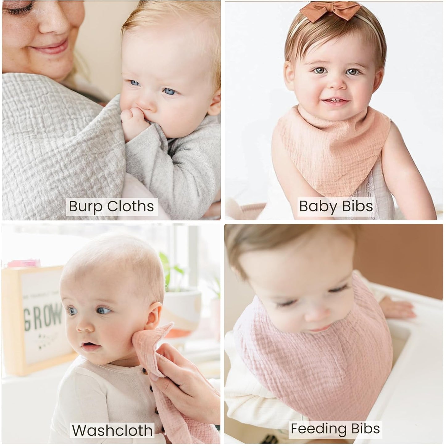 Konssy Muslin Baby Bibs 10 Pack Baby Bandana Drool Bibs 100% Cotton for Unisex Boys and Girls, Soft