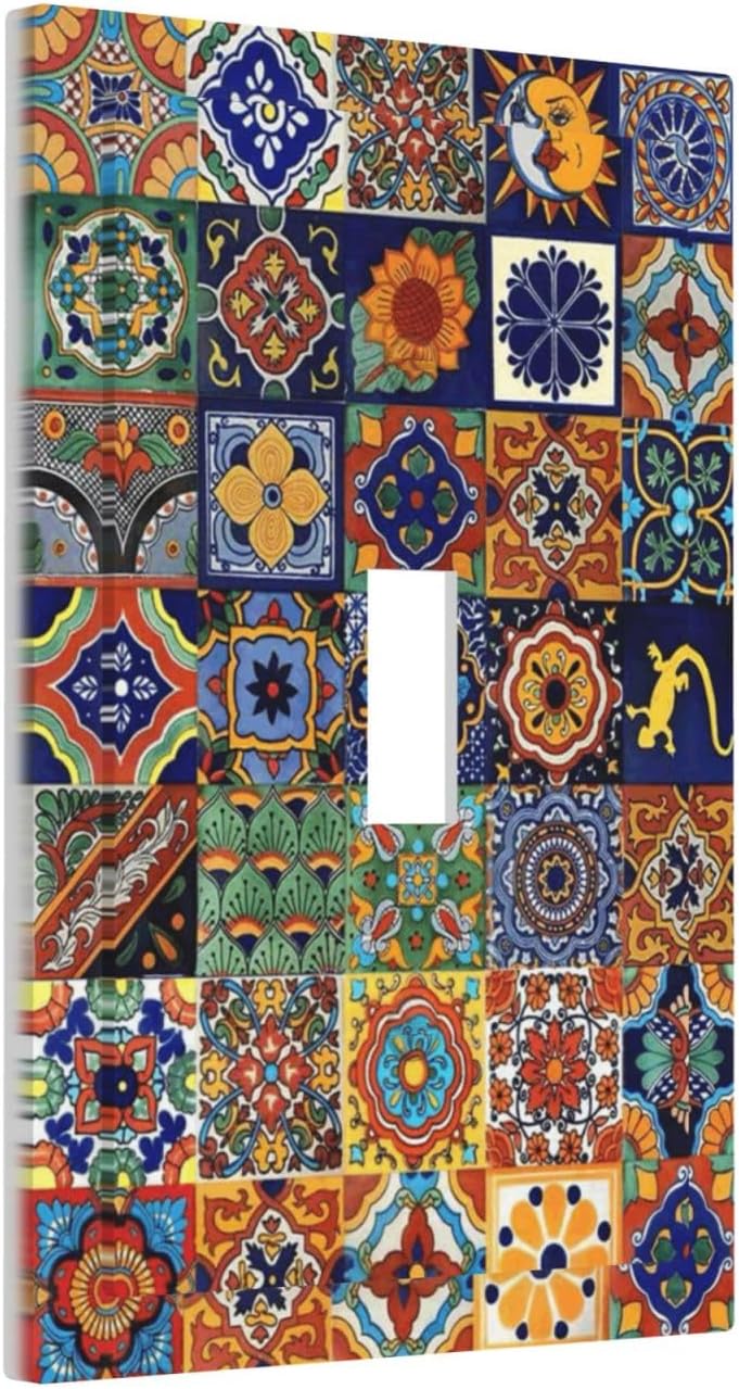 Talavera Mexican Tiles Traditional Color Decoration Print Decorative Light Switch Cover 1 Gang