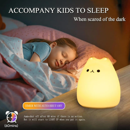 Cute Cat Lamp, Kitty Night Light for Girls Bedroom, Gifts for Women Teen Girls Kids Baby, Kawaii