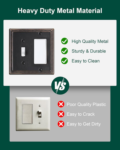 2-Pack Combo Toggle/Decorator Light Switch Cover Plate, Pearls Decorative Electrical Outlet Covers