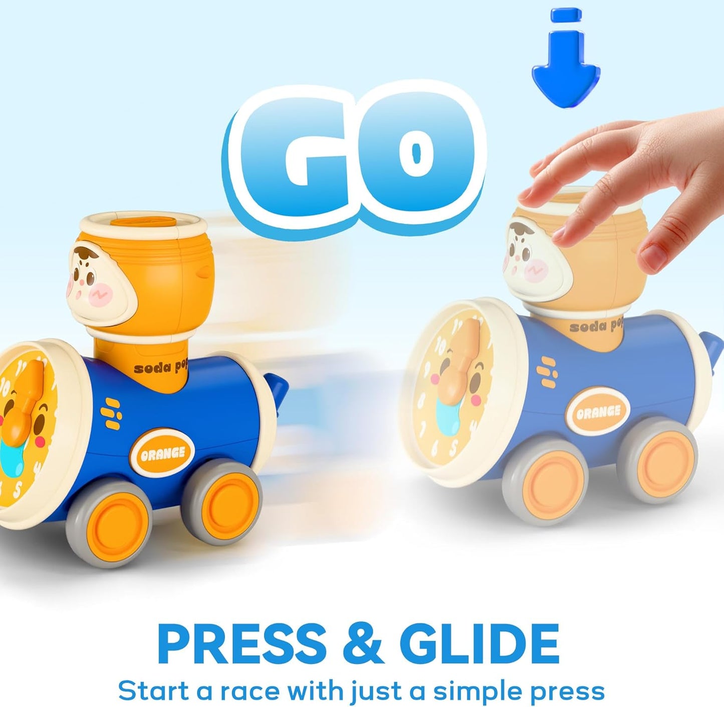 iPlay, iLearn Press to Go Car Toys Set for Toddlers 1-3, Baby Push Go Friction Racing Cars, Infant