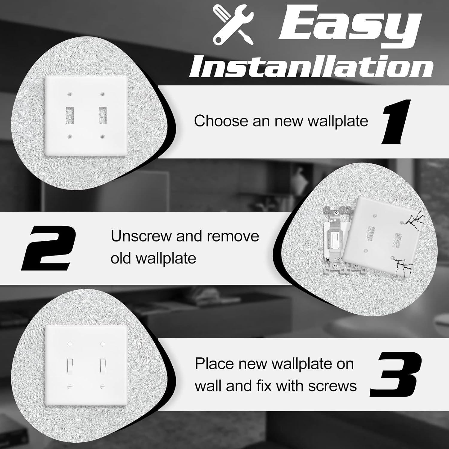 Decorator Wall Plate Double Toggle Light Switch Plate Outlet Cover,Unbreakable Polycarbonate