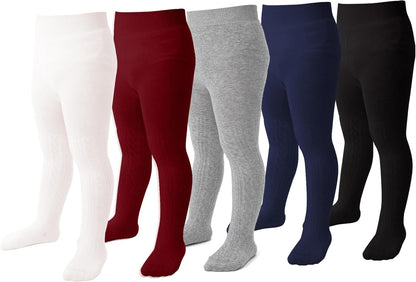 Marchare Baby Girls Tights Thick Solid Cable Knit Leggings Winter Warm Stockings For Toddler Girls