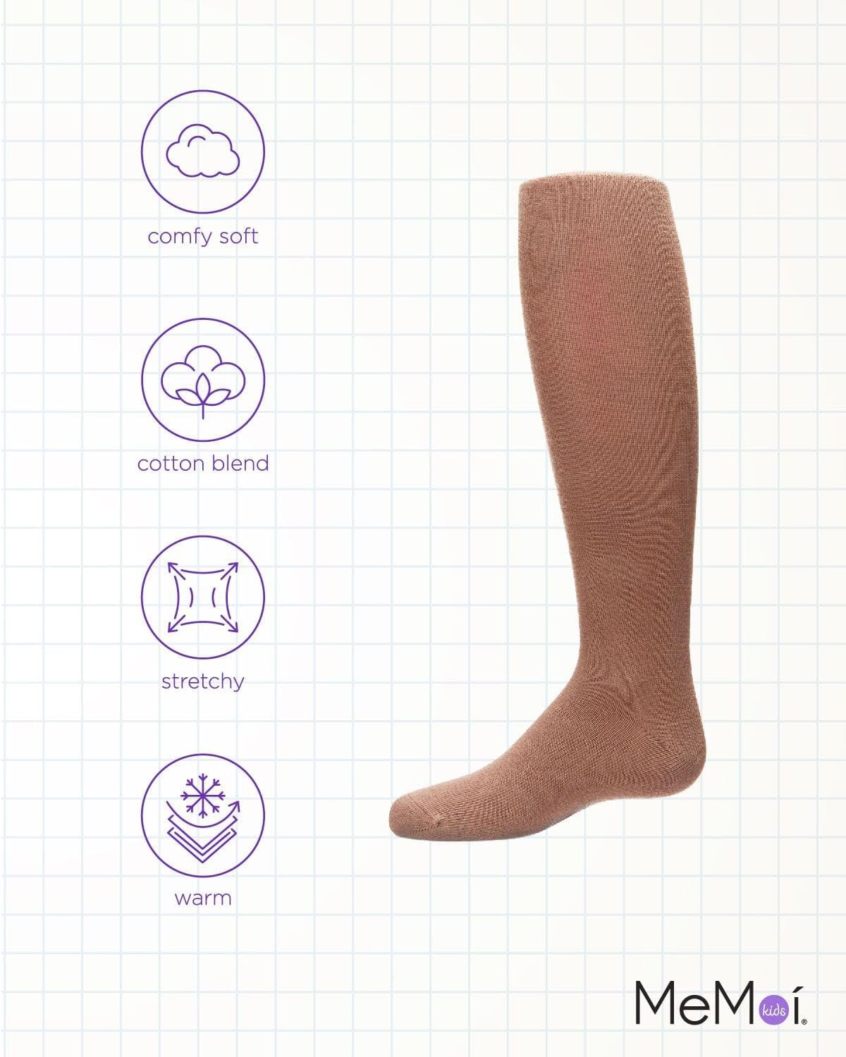 MeMoi Soft Pima Cotton Tights for Girls, Soft and Lightweight Opaque Tights for girls - Sizes 8 to