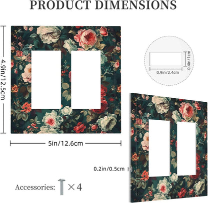 Decorative Outlet Covers Baroque Vintage Peony Flower Floral 2 Gang Double GFCI Rocker Electrical