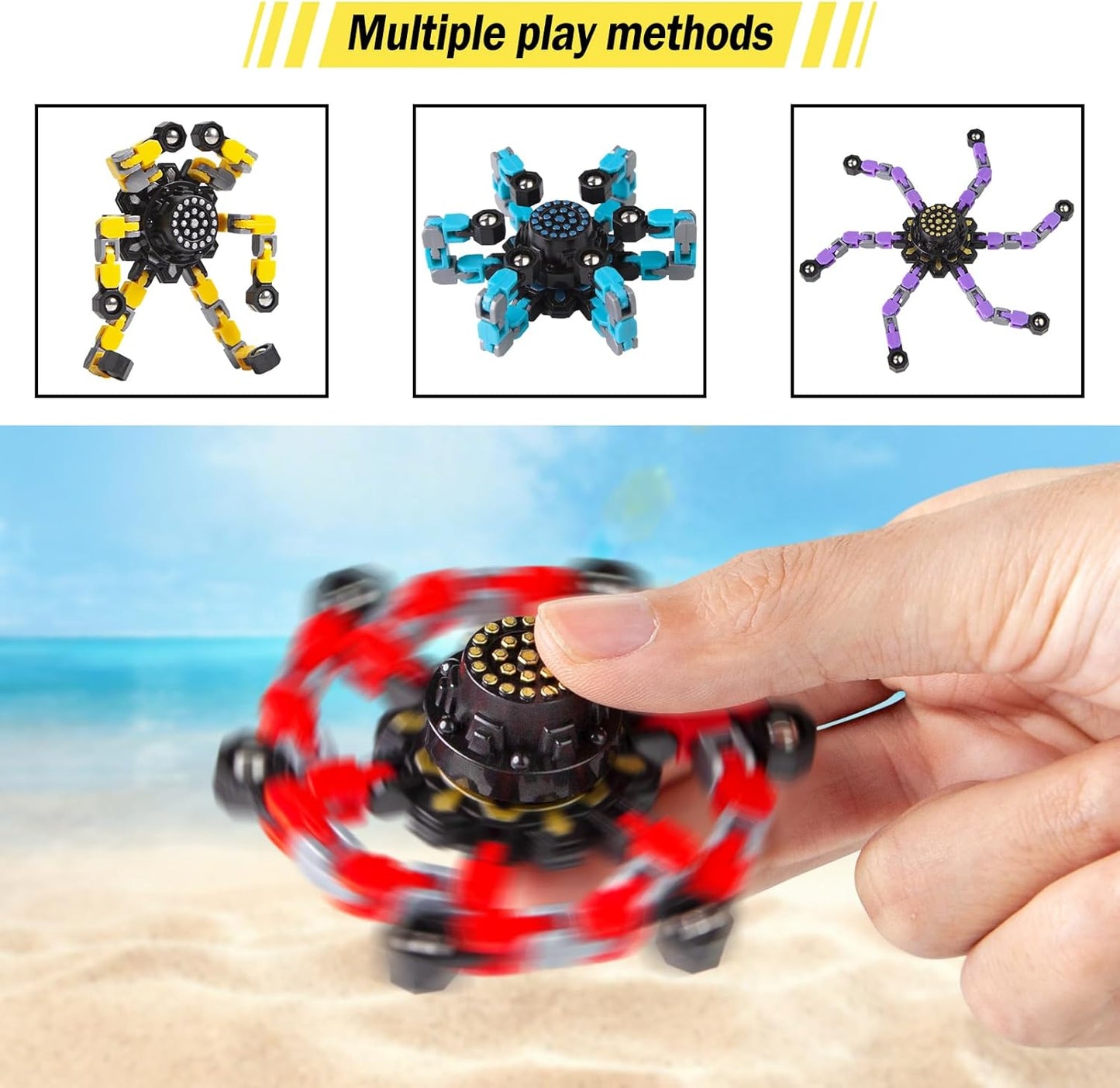 Transformable Fidget Spinners 2 Pcs for Kids and Adults Stress Relief Sensory Toys for Boys and