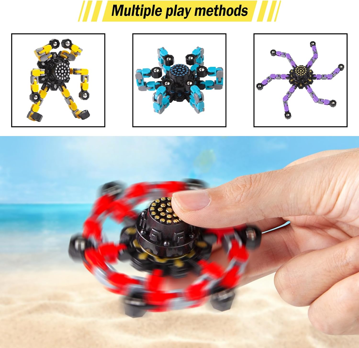 Transformable Fidget Spinners 2 Pcs for Kids and Adults Stress Relief Sensory Toys for Boys and