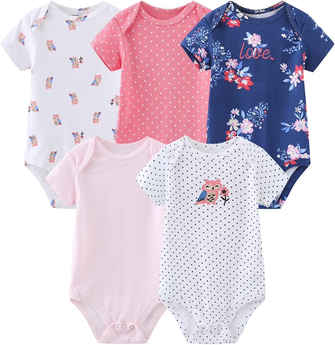Baby Bodysuit Short Sleeve one-Piece Newborn Baby Clothes for Baby Boy and Girls