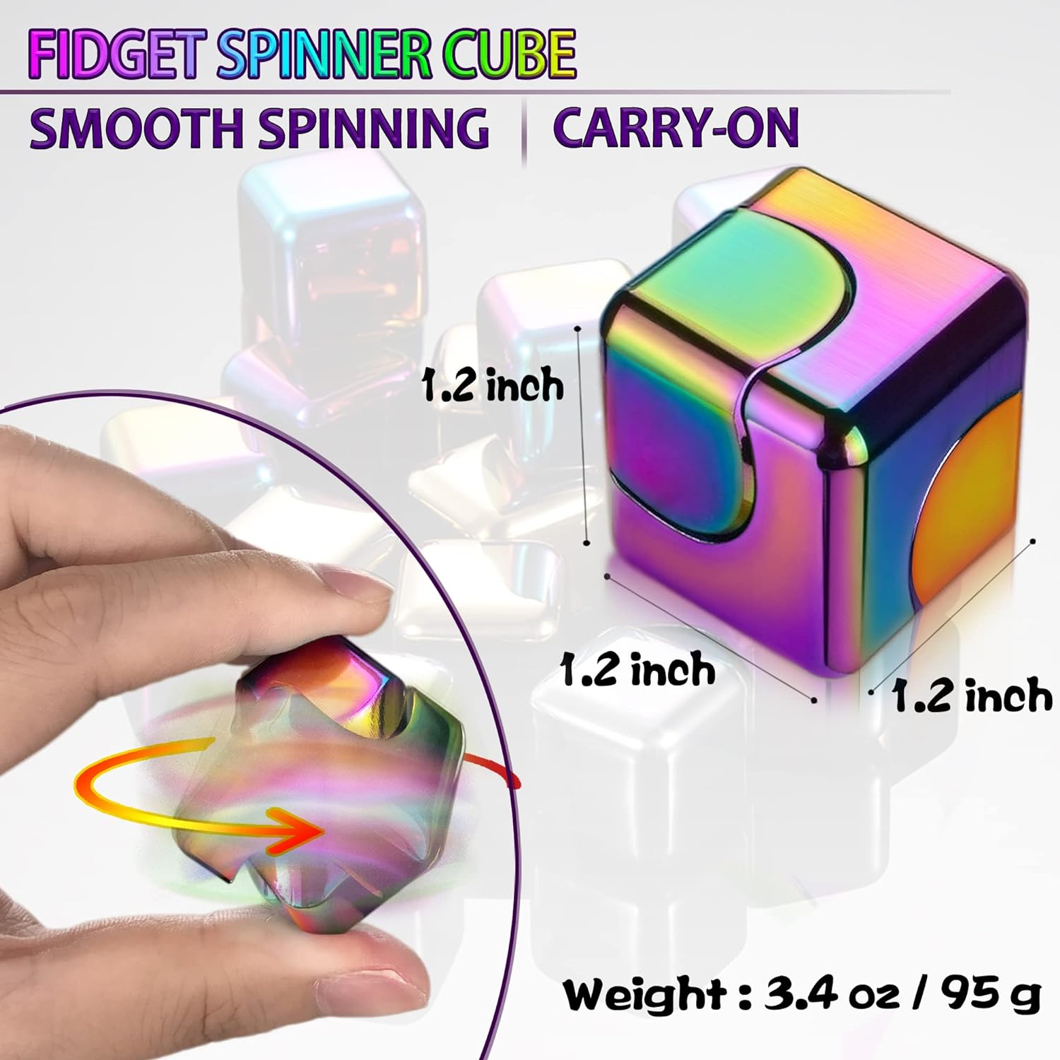 Fidget Spinner Toys Cube Adults, Easter Basket Stuffers for Teens Metal EDC Cool Desk Gadgets
