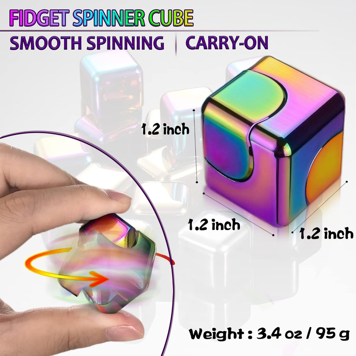 2pc Fidget Spinner Toys Cube Adults, Easter Basket Stuffers for Teens Metal EDC Cool Desk Gadgets