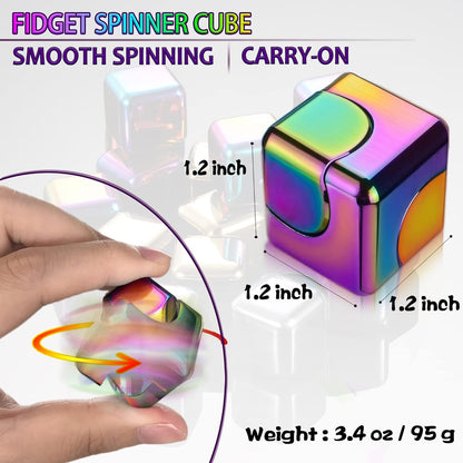 2pc Fidget Spinner Toys Cube Adults, Easter Basket Stuffers for Teens Metal EDC Cool Desk Gadgets
