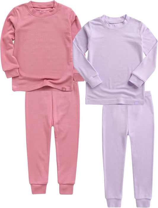 VAENAIT 6M-12Y Toddler Kids Girls Boys Soft Comfy Modal Tencel Solid Raglan Sleepwear Pajamas Pjs