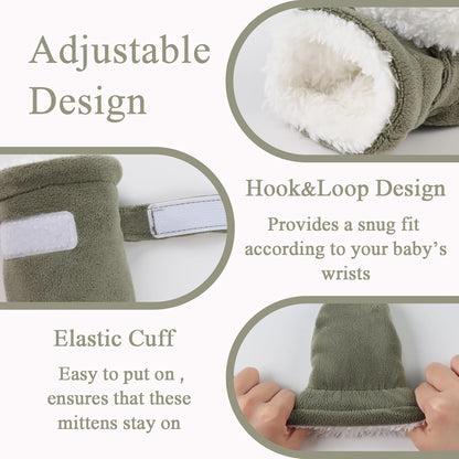 Zsedrut No Scratch Baby Mittens Toddler Infant Fleece Lined Gloves Winter Warm Mitten for Baby Boys