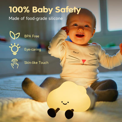 Cloud Night Light for Kids, Adorable Touch Night Lamp Silicone Dimmable LED Nightlight for Nursery