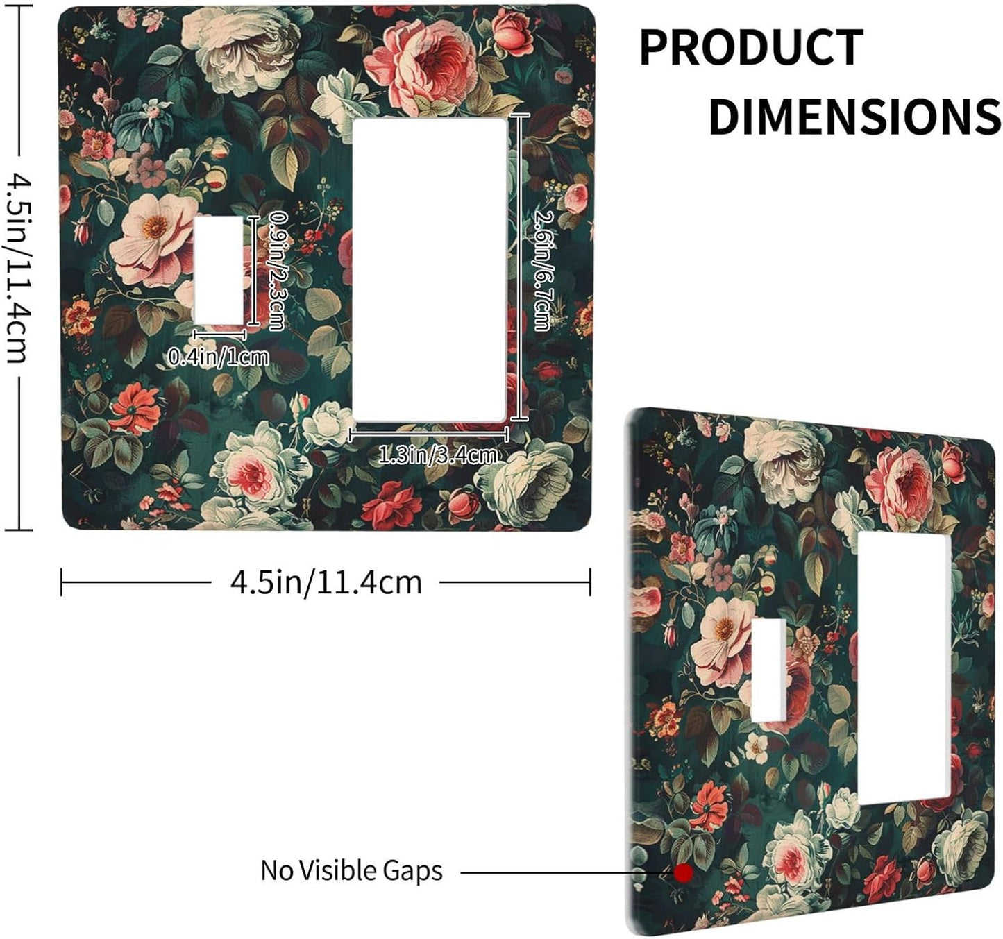 Outlet Covers Baroque Vintage Peony Flower Floral 1 Toggle 1 Rocker Combination Decorative Wall