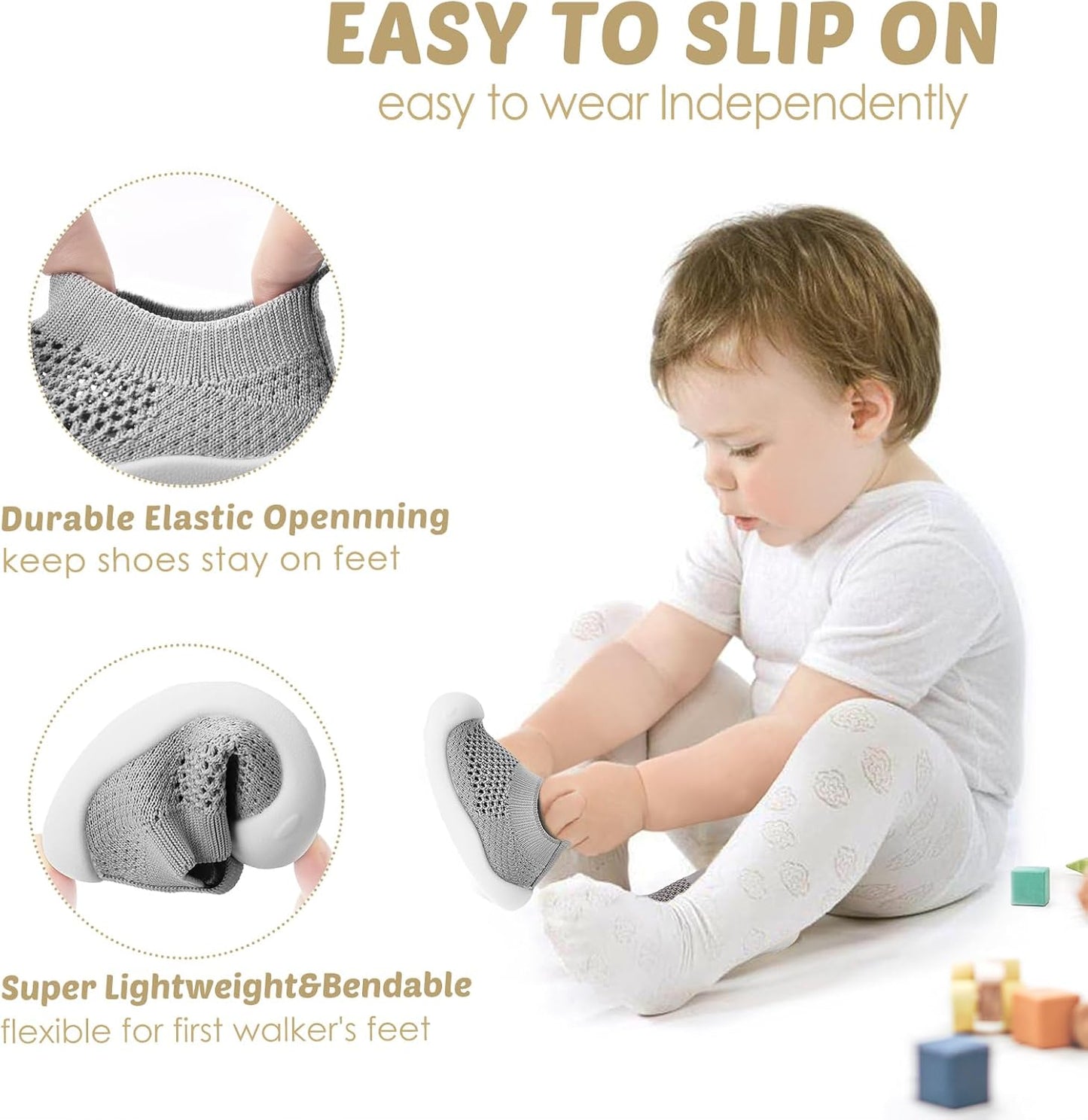 Baby Walking Shoes Toddler Girl Boy Soft Sole Breathable Mesh Slip on Summer Wide Shoes Infant