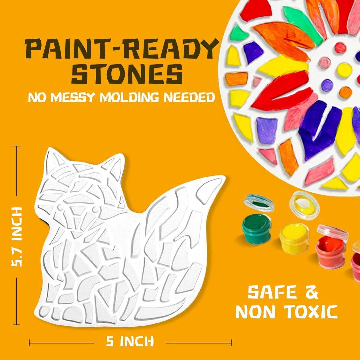 EggSun 8Pcs Stepping Stones Painting Craft Kit for Kids 4 8 6, DIY Garden Stones Outdoor Paint Your