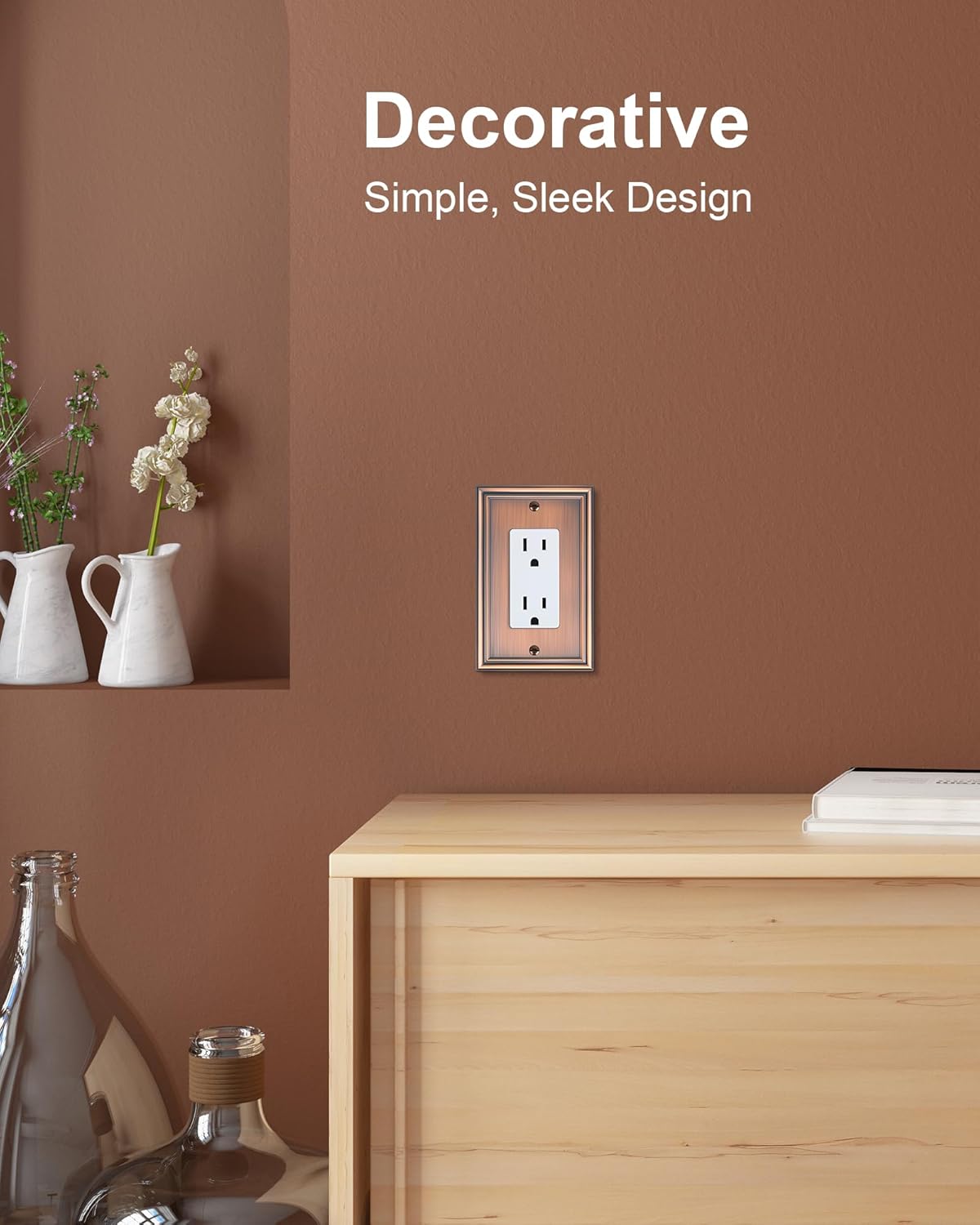 4-Pack Decorator Outlet Cover Plate, Antique Copper Decorative Switch Plates and Outlet Covers