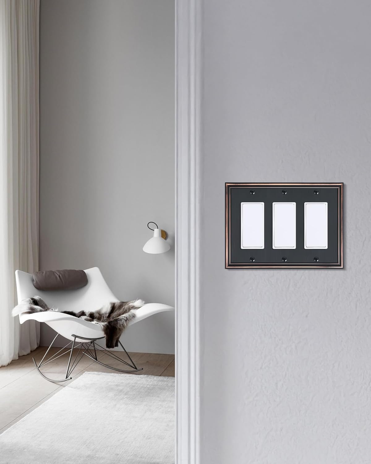 2-Pack Decorative Tripple Decorator Outlet Cover Plate, Durable Zinc Alloy Aged Bronze Wall Plates