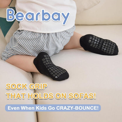 Baby Non Slip Ankle Socks with Grippers for 0 Months-7 Years Old Walking Socks