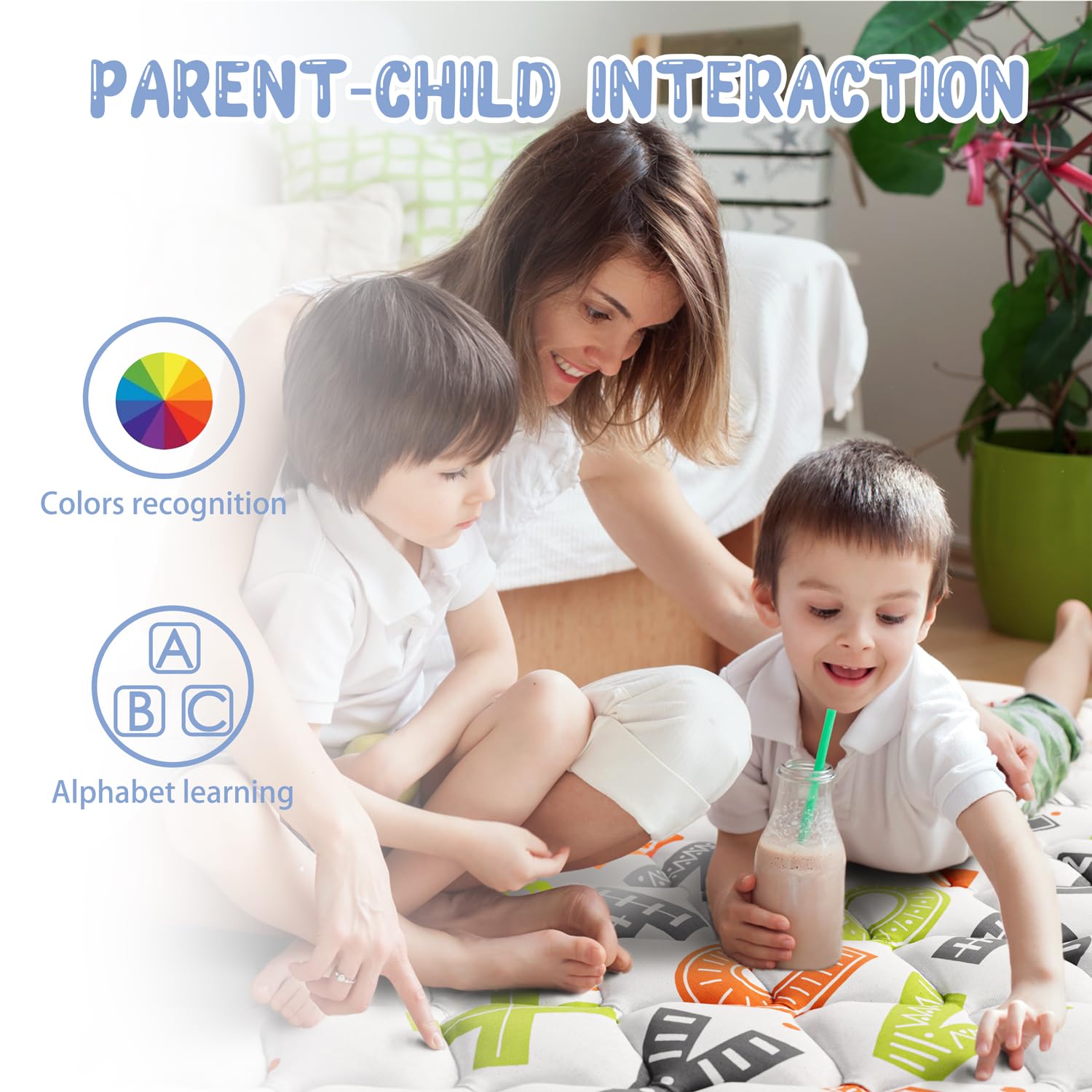 Baby Play Mat 50x50 Playpen Mat Upgraded Thicker Baby Floor Play Mat Cushioned Anti- Slip Crawling