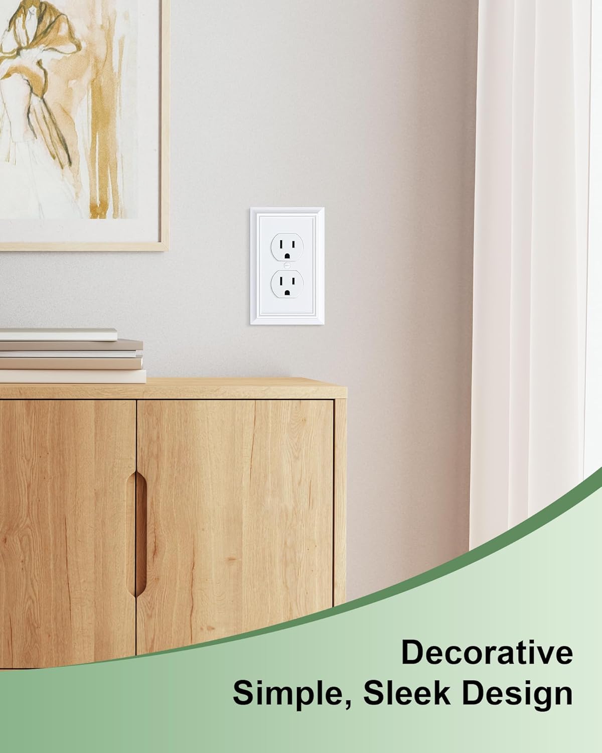 2-Pack Duplex Outlet Cover Plate, Decorative Pure White Switch Plates and Outlet Covers, Natural