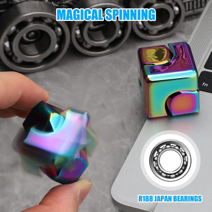 Infinity Gear Fidget Cube Spinner for Kid Adult, Transformable Spinning Top Metallic Fidget Toys