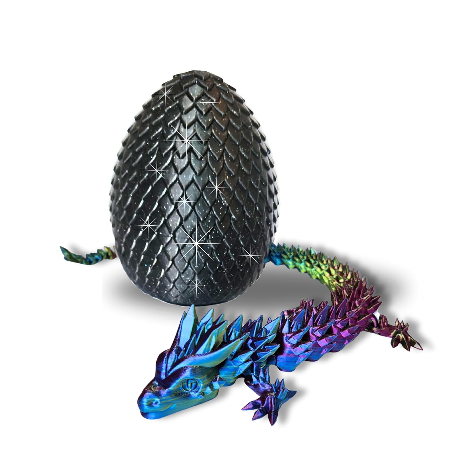 Big 20" Color-Morphing Dragon with Magic Sparkle Egg (Improved Design) Made in USA | Articulated 3D