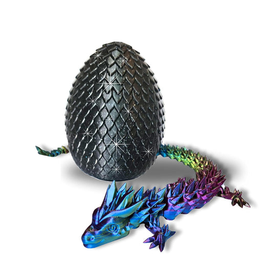 Big 20" Color-Morphing Dragon with Magic Sparkle Egg (Improved Design) Made in USA | Articulated 3D