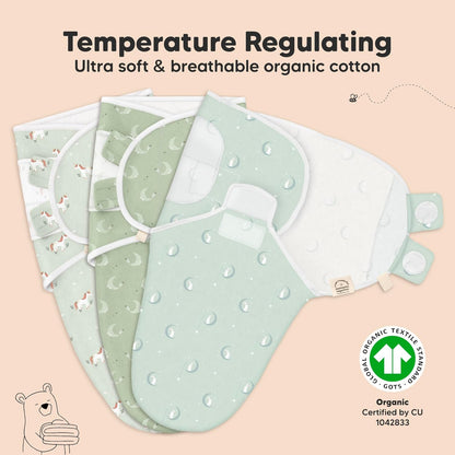 3-Pack Organic Baby Swaddle Sleep Sacks - Swaddles for Newborns, Infant 0-3 Months, Baby Girls