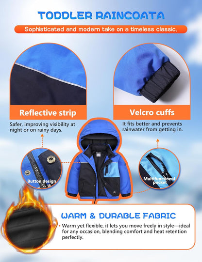 GEMYSE Toddler Boys Winter Coat Waterproof Ski Snow Jacket with Hood Thicken Warm Baby Jacket