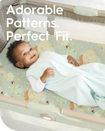 Cloud-Like Soft Pack N Play Sheets - Compatible with Graco, 4moms, Dream On Me, Baby Trend and