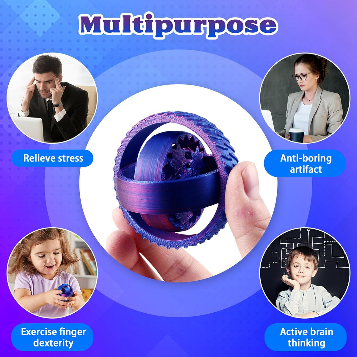 2-Pack 3D Printed Fidget Spinners for Kids & Adults - Stress Relief Toys for ADHD, Anxiety &