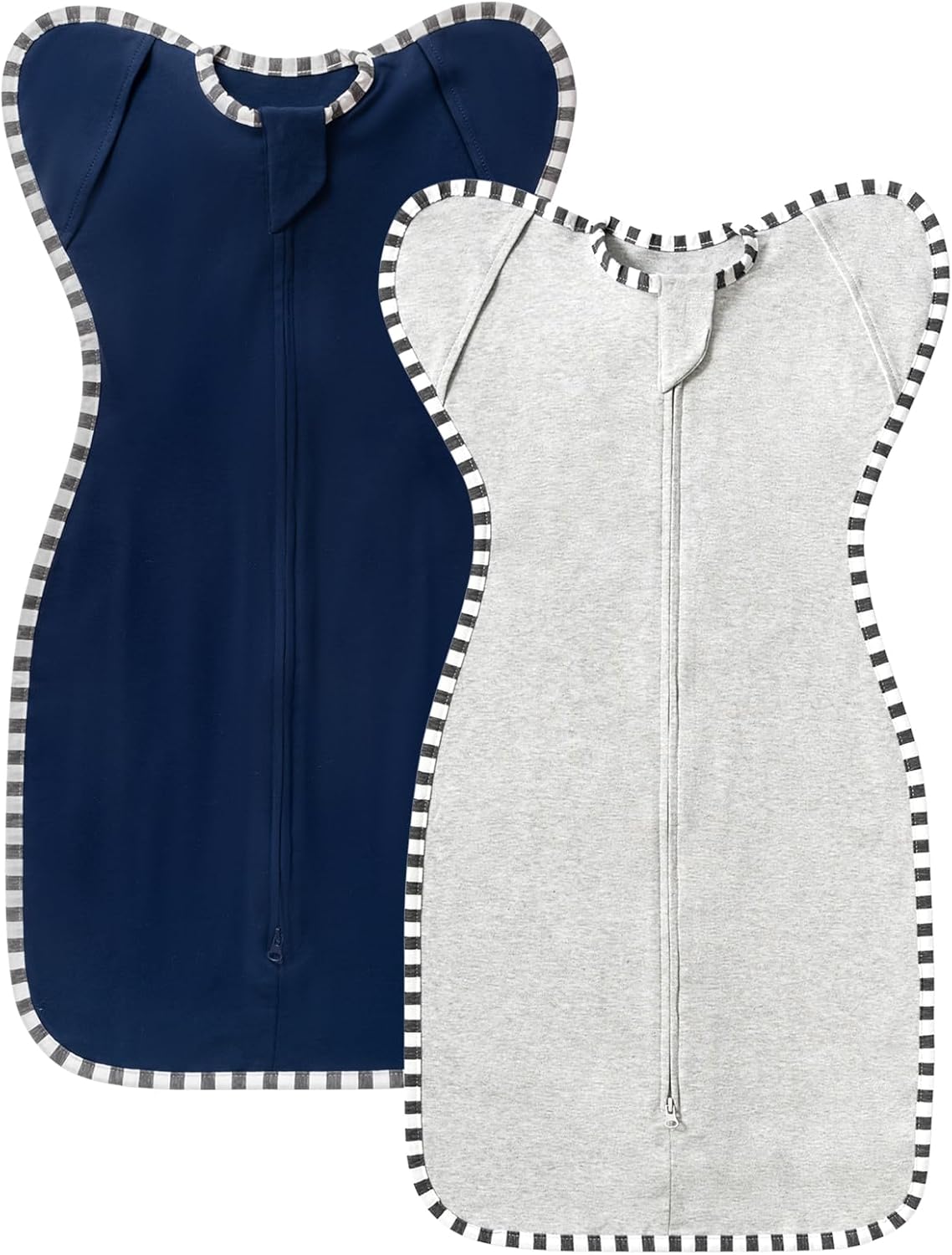 Transition Swaddle, 2 Pack 100% Cotton Baby Sleep Sack, 2-Way Zipper Infant Arm Up Swaddle for